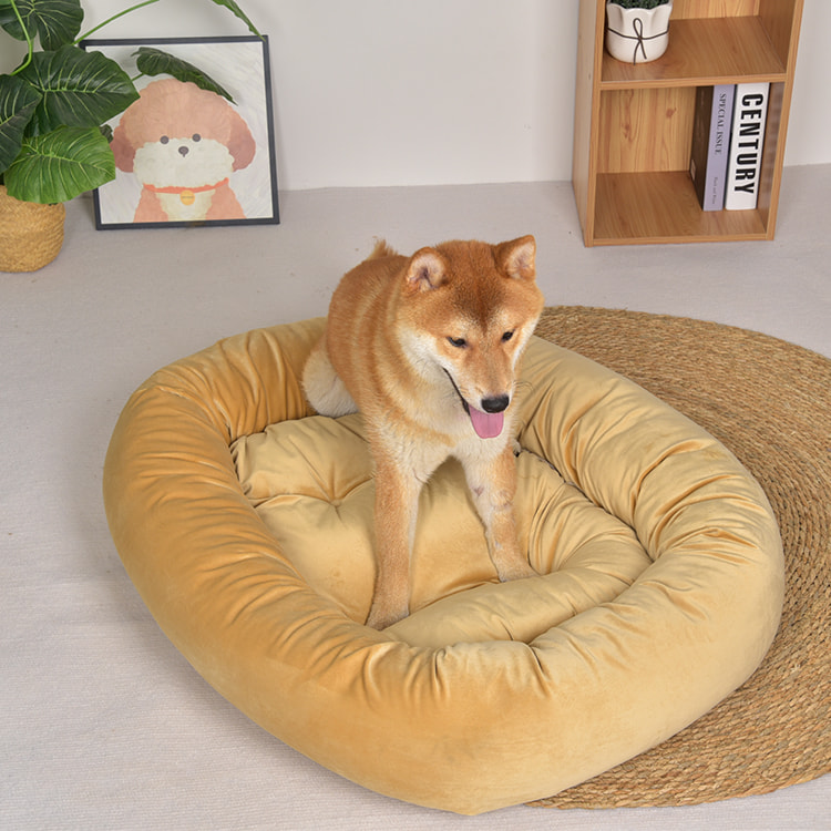 TOP-16986 Cama cómoda con refuerzo para perros Bagel de gamuza