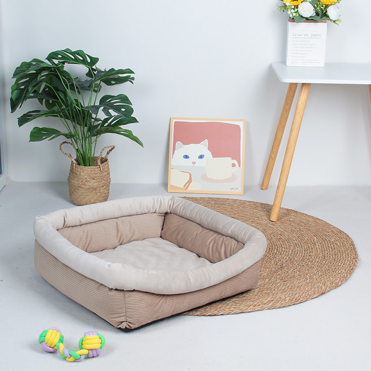 TOP-18468 Sofá-cama para mascotas de espuma viscoelástica cuadrada de felpa suave